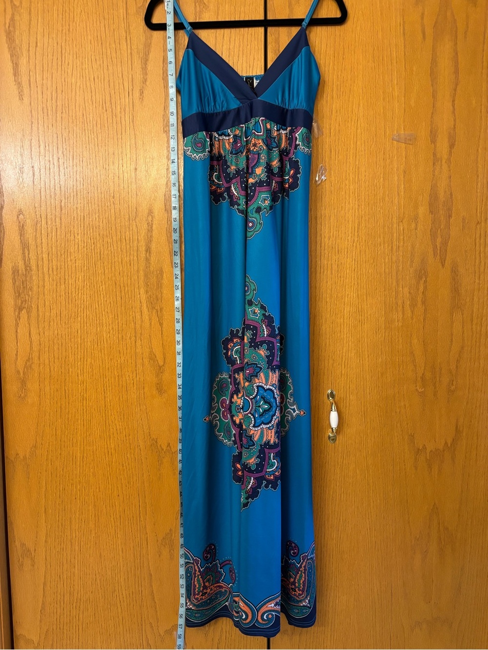 Miilla Clothing Teal Maxi Slip Dress with Paisley Print - Picture 6 of 9